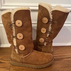 UGG Women's Tan Sheepskin Button Boots
